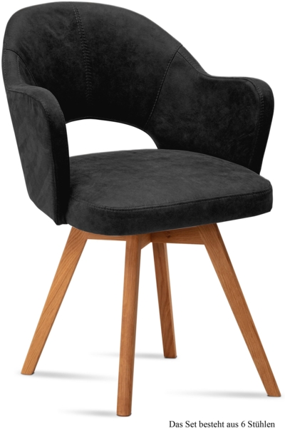 Armlehnstuhl (6er-Set) Dolly 59x87x61 Eiche geölt/Anthrazit