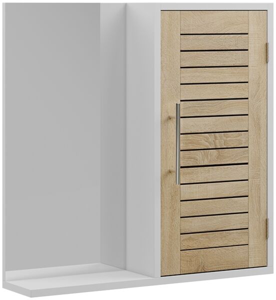 Badspiegelschrank Looma Weiß/Eiche 60 x 60 cm mit 3 Fächern Vicco
