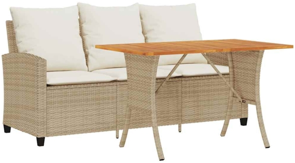 vidaXL Gartensofa 3-Sitzer mit Kissen & Tisch Beige Poly Rattan 4103858