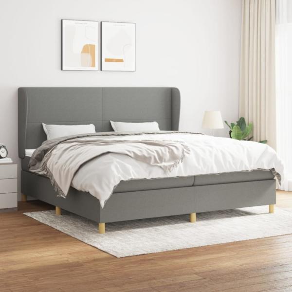 Boxspringbett mit Matratze Stoff Dunkelgrau 200 x 200 cm, Härtegrad: H2 [3128390]