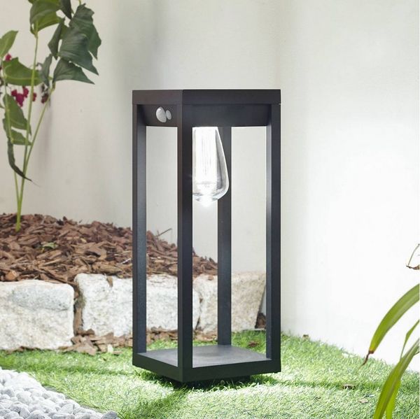 Lindby Außen-Stehlampe Enea, LED, Metall, Schwarz Farbwechsel RGB + weiß IP44mit Bewegungsmelder, 1x6 W LED, Farbwechsel RGB + weiß
