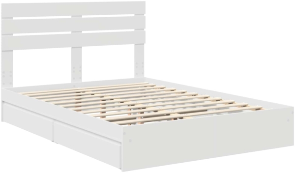 vidaXL Aufbewahrungsbett mit Kopfteil Weiß 150x200 cm Holzwerkstoff 3411559 Bild 3
