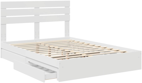 vidaXL Aufbewahrungsbett mit Kopfteil Weiß 150x200 cm Holzwerkstoff 3411559 Bild 4