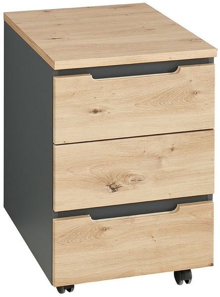 Rollcontainer Melanie / Memphis, Holzwerkstoff, Anthrazit, Holzfarben, 45 x 66 x 55 cm
