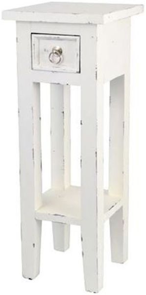 Mahagoni Beistelltisch mit Schublade weiß mit antikem Design