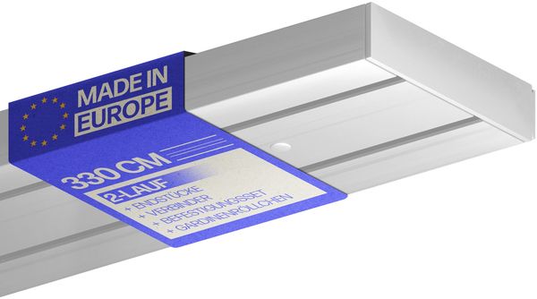 Bestlivings Gardinenschiene ( Weiß ) 330cm (1x90/2x240cm) 2-läufig