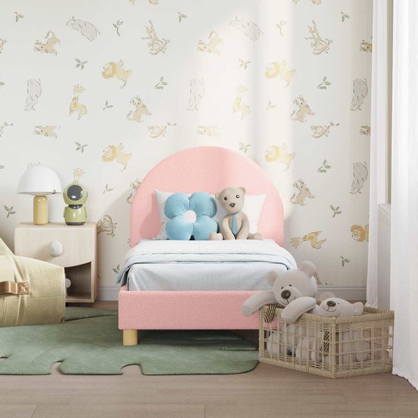 vidaXL Kinderbettgestell mit Kopfteil Rosa 70 x 140 cm Schafstoff 42011025