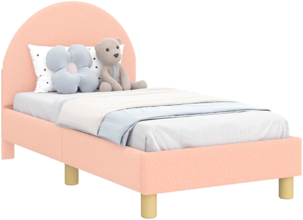 vidaXL Kinderbettgestell mit Kopfteil Rosa 70x140 cm Schafstoff 42011025