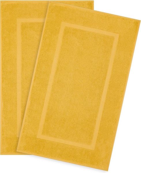 Hammetex Badvorleger Set 2 Teilig, 100% Baumwolle Duschvorleger für Badezimmer, Saugfähig Waschbar Bad Fußmatten 51x86 cm Große Badematten, Mustard (Gelb)