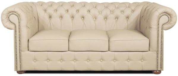 Casa Padrino Echtleder 3er Sofa Creme 200 x 90 x H. 78 cm