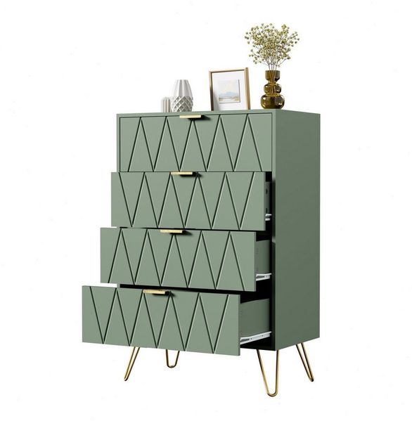 UEV Kommode mit 4 Schubladen, Sideboard für Schlafzimmer,Wohnzimmer (Mehrzweckschrank aus Holz, 60 x 34 x 91 cm), Aufbewahrungskommode, Schrank für Wohnzimmer,Schlafzimmer,Flur