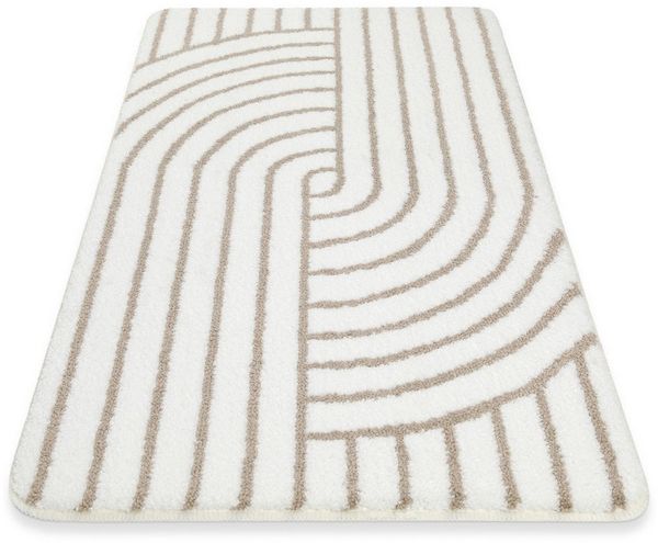 Wecon home Basics Badematte Hilda, Höhe 15 mm, Polyester, rechteckig, waschbar, rutschfest, strapazierfähig, pflegeleicht mit Retro Muster