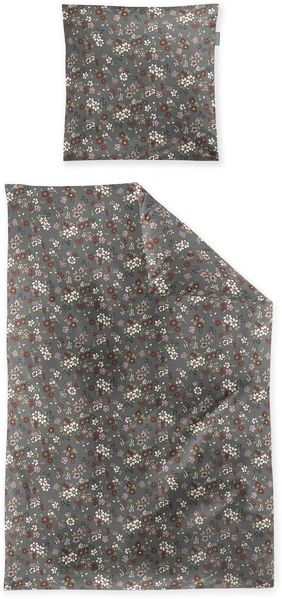 Irisette Feinbiber Bettwäsche Koala 135x200 Streublümchen grau beere 8629-90
