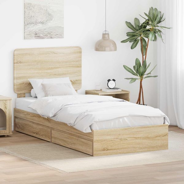 vidaXL Aufbewahrungsbett Sonoma-Eiche 75 x 190 cm Holzwerkstoff 3412737
