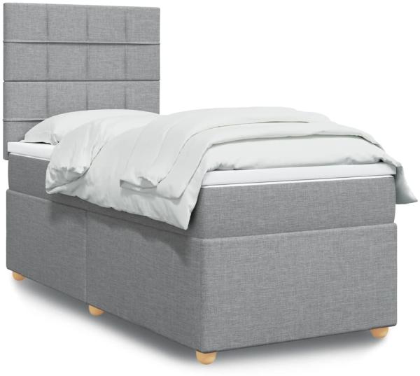 vidaXL Boxspringbett mit Matratze Hellgrau 90x190 cm Stoff 3293435