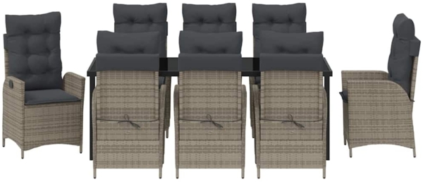 vidaXL Garten Essgruppe 9 pcs Grau Poly-Rattan 3380504 Bild 6