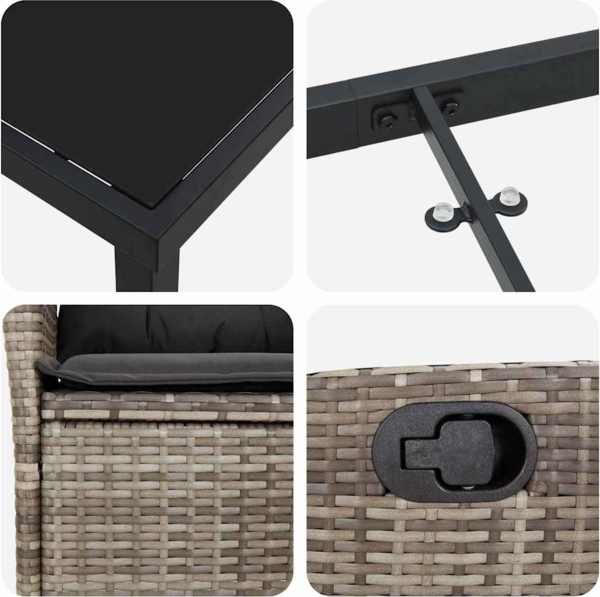 vidaXL Garten Essgruppe 9 pcs Grau Poly-Rattan 3380504 Bild 8