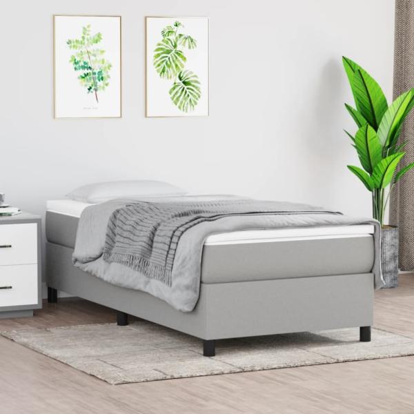 vidaXL Boxspringbett mit Matratze Hellgrau 100x200 cm Stoff 3144399