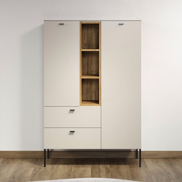 Places of Style Highboard San Pedro (1 St), Highboard, 2 Türen, 2 Schubkasten & Soft-Close - (B/T/H) 93/42/140 cm