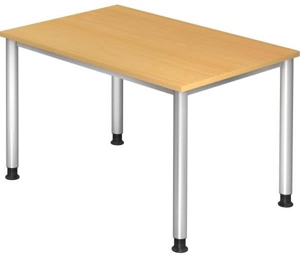 Schreibtisch HS12 4-Fuß rund 120x80cm Buche Gestellfarbe: Silber