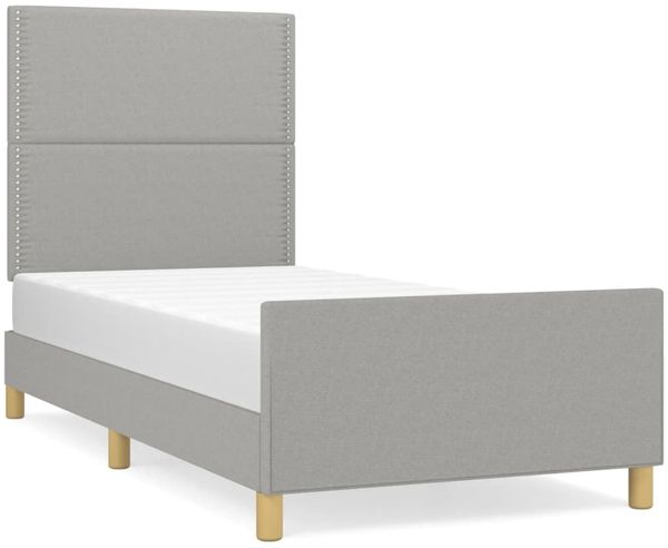 Einzelbettgestell Design für Erwachsene ohne Matratze Hellgrau 90x190 cm Stoff d5012e