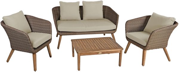 Garten-Sitzgruppe NAGOYA - Akazie, Braun | Gartenmöbel-Set Gartengarnitur Garten-Essgruppe mit Stühlen und Esstisch