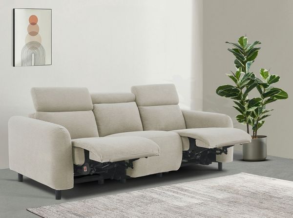 OTTO home 3-Sitzer SKAANE Cord-Sofa, 229 cm, manuelle u. elektrische Relaxfunktion, Relax-Funktion in 2 Sitzen, Kopfteilverstellung, Federkernpolsterung