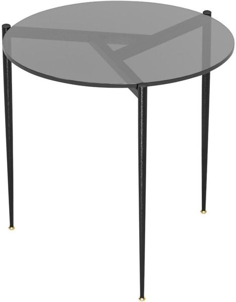 Runder Glas Beistelltisch 50 cm, Rauchglas Couchtisch Modern Wohnzimmer Garten