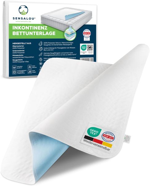 Sensalou Matratzen Auflage 40x50 cm wasserdicht - 2 Stück Inkontinenz Matratzenschutz Unterlage waschbar