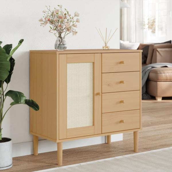 vidaXL Sideboard SENJA Rattan-Optik Braun 80x40x80 cm Kiefernholz 358037