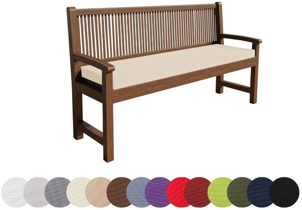 chilly pilley Bankkissen Wasserabweisend Bankauflage Bankpolster Reißverschluss mit Schlaufen Bankpolster Sitzkissen Kissen für Gartenbank Gartenbankauflage (180 x 60 x 5, Creme)