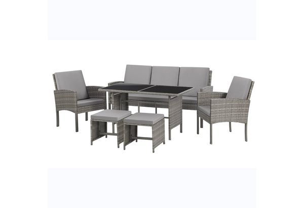 SVITA Gartenlounge-Set DENVER, (Gartenmöbel-Set), Essgruppe, Rattan, Inkl. Kissen
