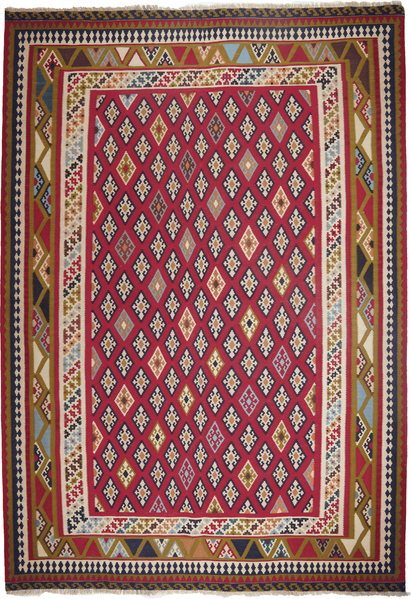 Looma 'Sharmin' Kelim Gashgai Old handgewebt, Schurwolle Rot, 186x266 cm