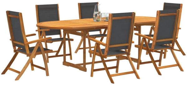 vidaXL 7-tlg. Garten-Essgruppe Massivholz Akazie und Textilene 3279262