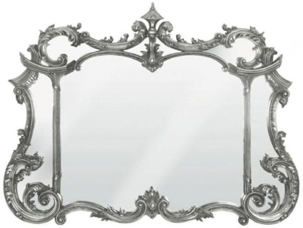 Casa Padrino Barock Spiegel Antik Silber 129 x H. 99 cm - Prunkvoller Wandspiegel im Barockstil - Antik Stil Garderoben Spiegel - Barock Interior - Handgefertigte Barock Möbel