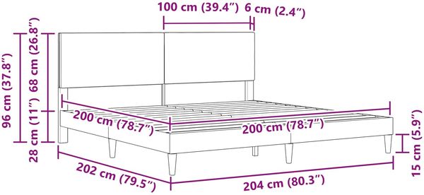 vidaXL Bettrahmen mit Kopfteil Hellgrau 200 x 200 cm Stoff 42027815 Bild 9