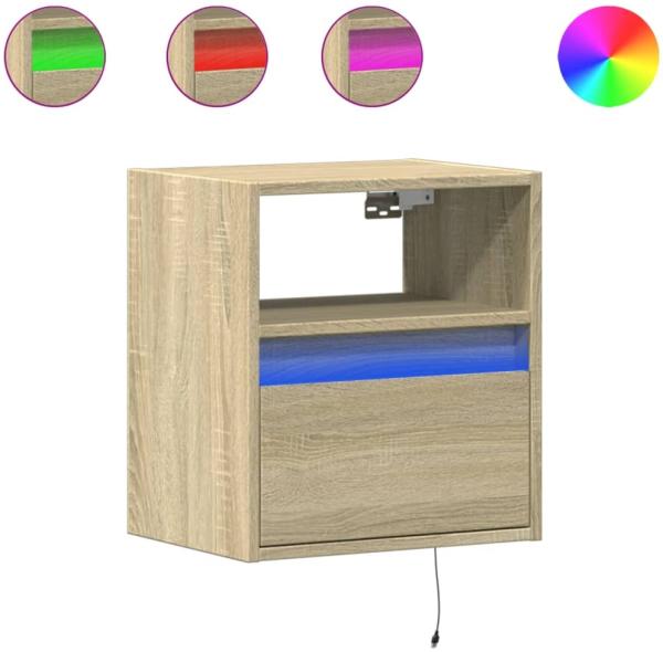vidaXL Wand-Nachttische mit LED-Leuchten 2 Stk. Sonoma-Eiche 3307980