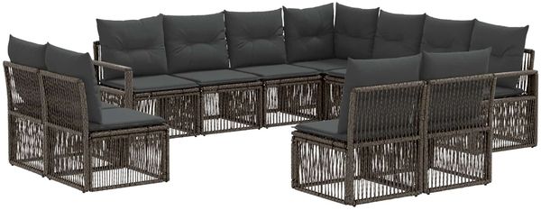 vidaXL Gartensofa-set 11 pcs Grau Poly-Rattan 3435746