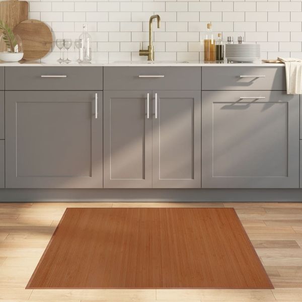 vidaXL Teppich Quadratisch Braun 100x100 cm Bambus 376938