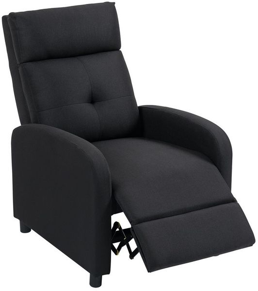 HOMCOM Relaxsessel mit Leinenoptik, Taschenfederkern (TV-Sessel, 1-St, Fernsehsessel mit Liegefunktion), bis 150 kg belastbar für Wohnzimmer, Schwarz