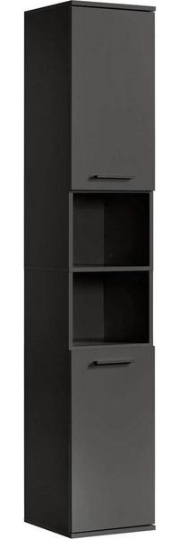 mokebo Hochschrank Der Kapitän (mit 5 Einlegeböden) hoher Badschrank oder Badezimmerschrank Schwarz-Anthrazit