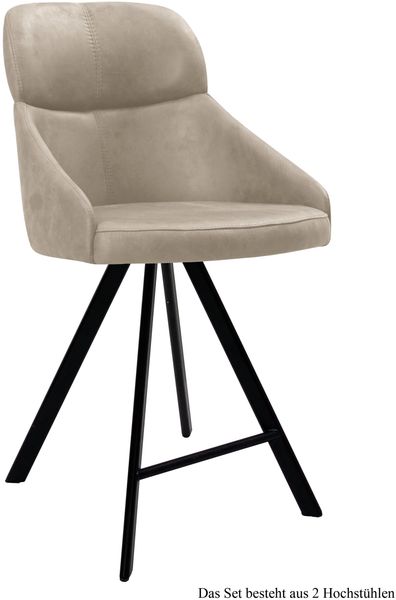 Thekenstuhl drehbar (2er-Set) Diljana 52x99x63 Schwarz/Natur