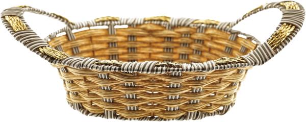 Brotkorb aus Stroh in Holzfarben mit Grau und Goldakzenten Oval und Rechteckig für dekorative Elemente Oval