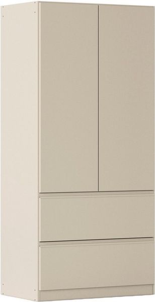 Rauch Möbel Costa, Kleiderschrank für Schlafzimmer, Kinderzimmer, Babyzimmer, Garderobe, Flur, 2-türig, 2 Schubladen, Push-to-Open, mit Zubehör Classic, Farbe Beige, Breite 91 cm