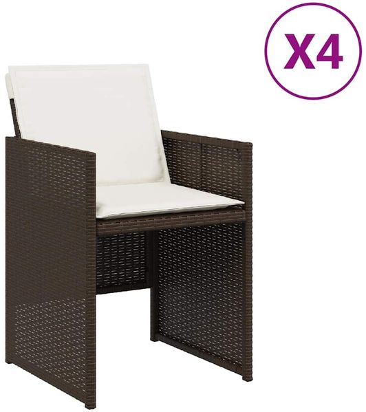 Gartenstühle, Terrassenstühle mit Kissen 4 Stk. Braun Poly Rattan