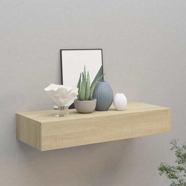 vidaXL Wandregal mit Schublade Eichen-Optik 60x23,5x10 cm MDF 330261