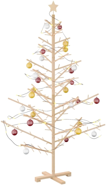 vidaXL Holz Weihnachtsbaum mit Ständer Natur 180 cm Massivholz Kiefer 42018057 Bild 2