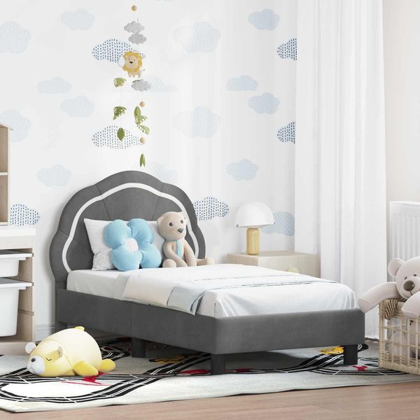 vidaXL Kinderbettgestell mit Kopfteil Dunkelgrau 70 x 140 cm Samt 42010895
