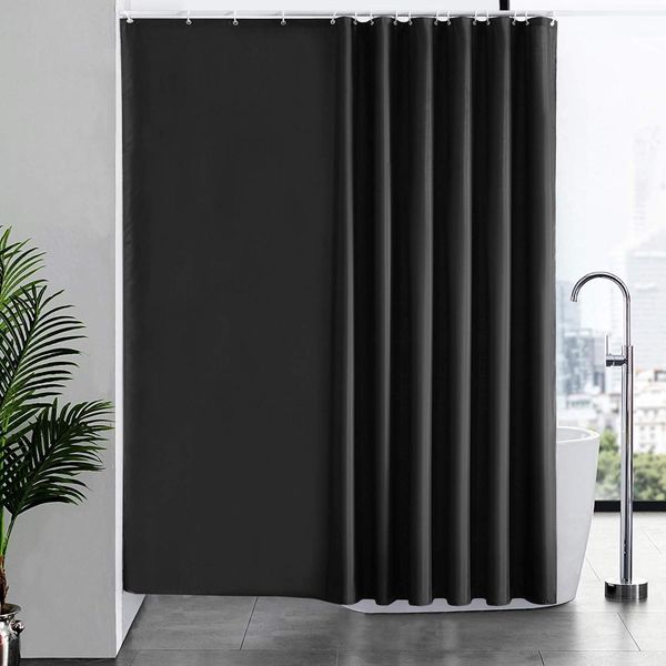 Duschvorhang Überlänge 244x200cm Schwarz Antibakteriell wasserdicht