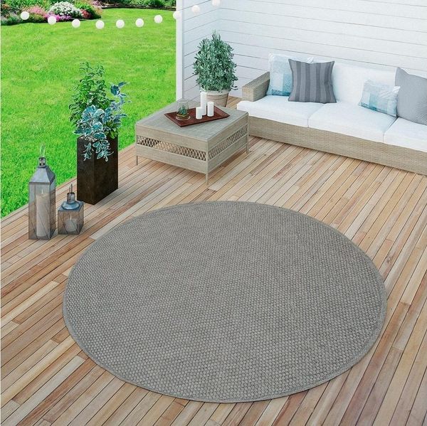 Paco Home Teppich Timber 125, rund, Höhe: 4 mm, Flachgewebe, Sisal Optik, In- und Outdoor geeignet, Wohnzimmer